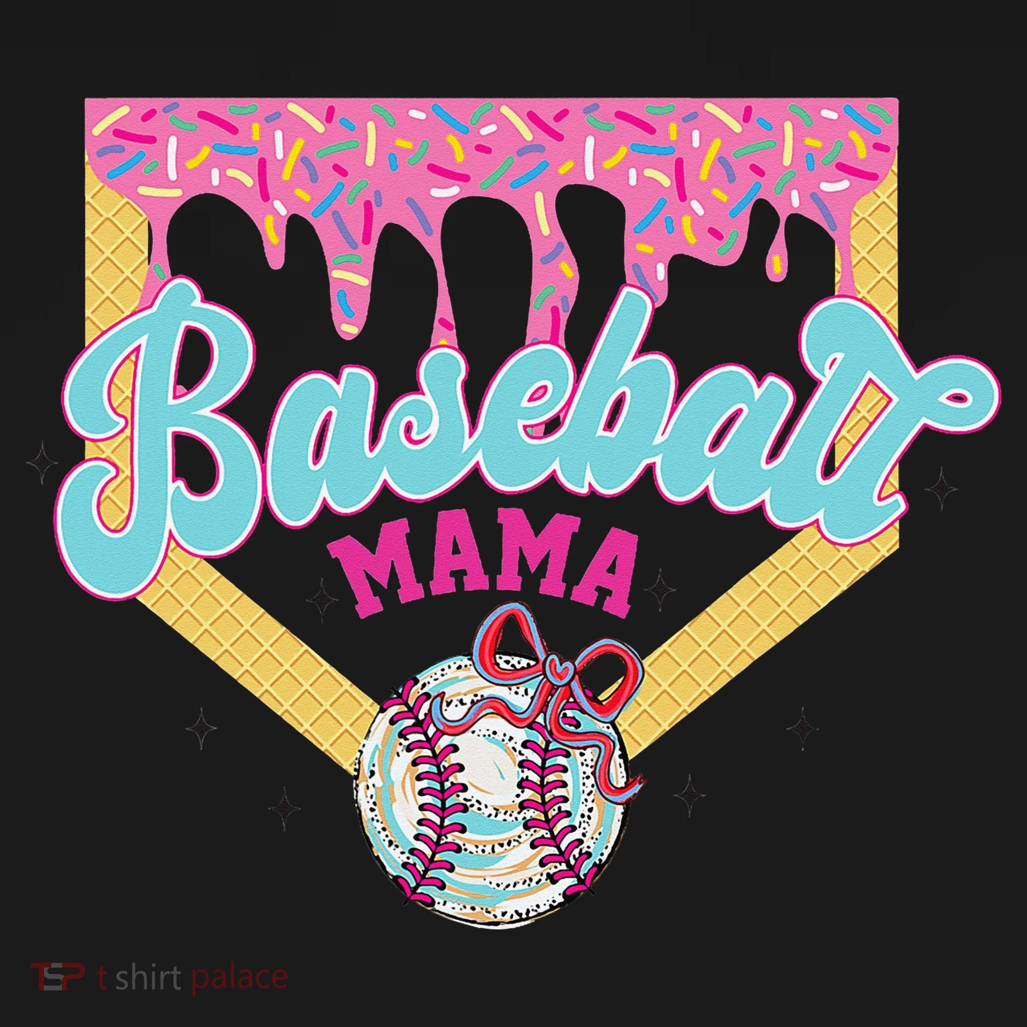 Baseball Drip Mama Ice Cream Drip Baseball Mom Coaster