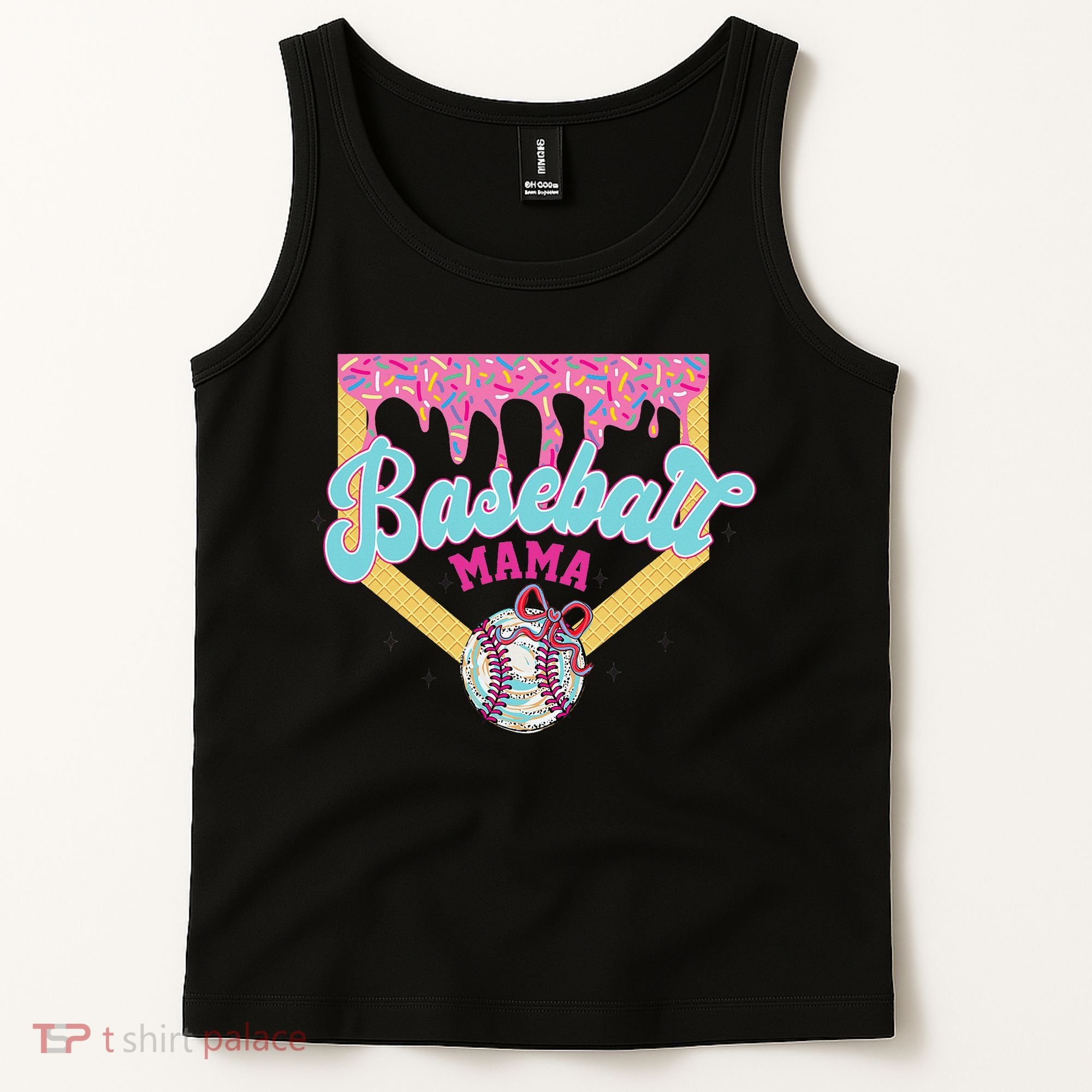 Baseball Drip Mama Ice Cream Drip Baseball Mom Tank Top