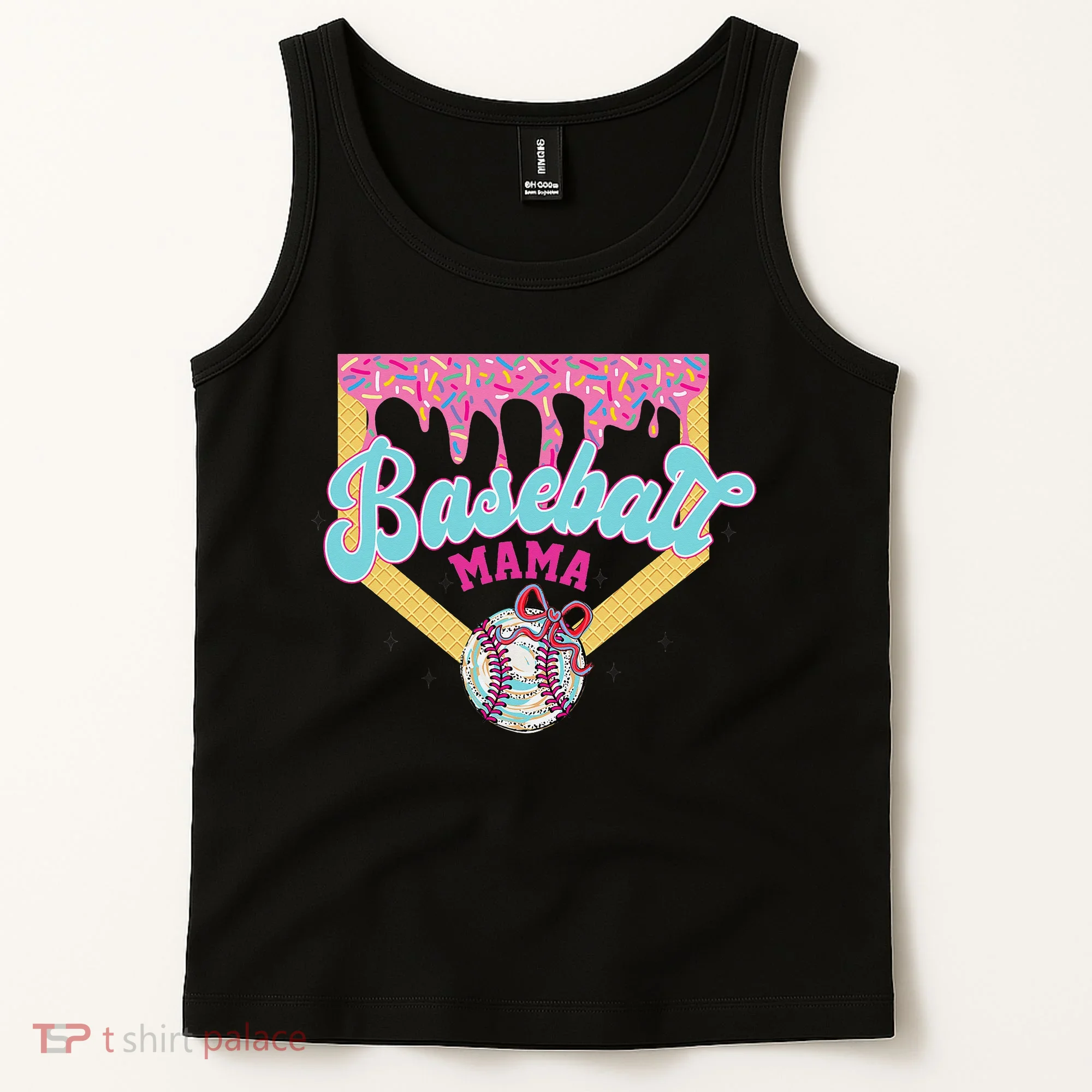 Baseball Drip Mama Ice Cream Drip Baseball Mom Tank Top