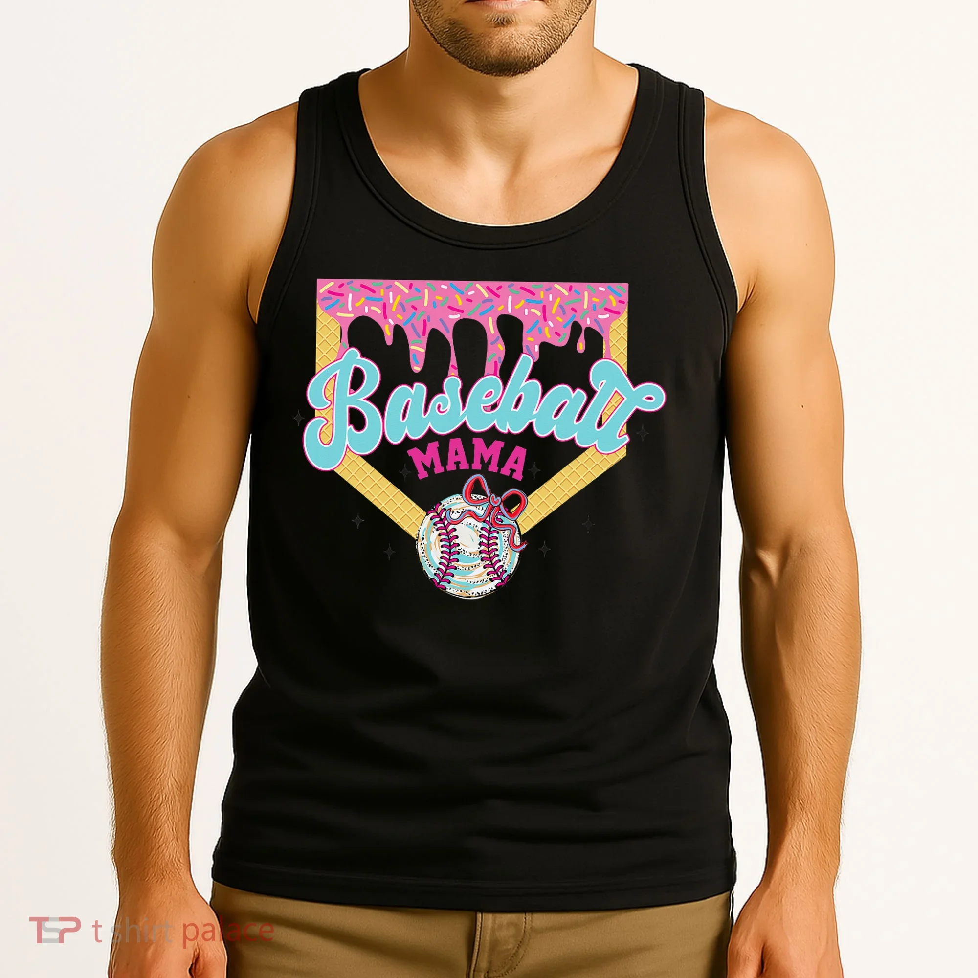 Baseball Drip Mama Ice Cream Drip Baseball Mom Tank Top