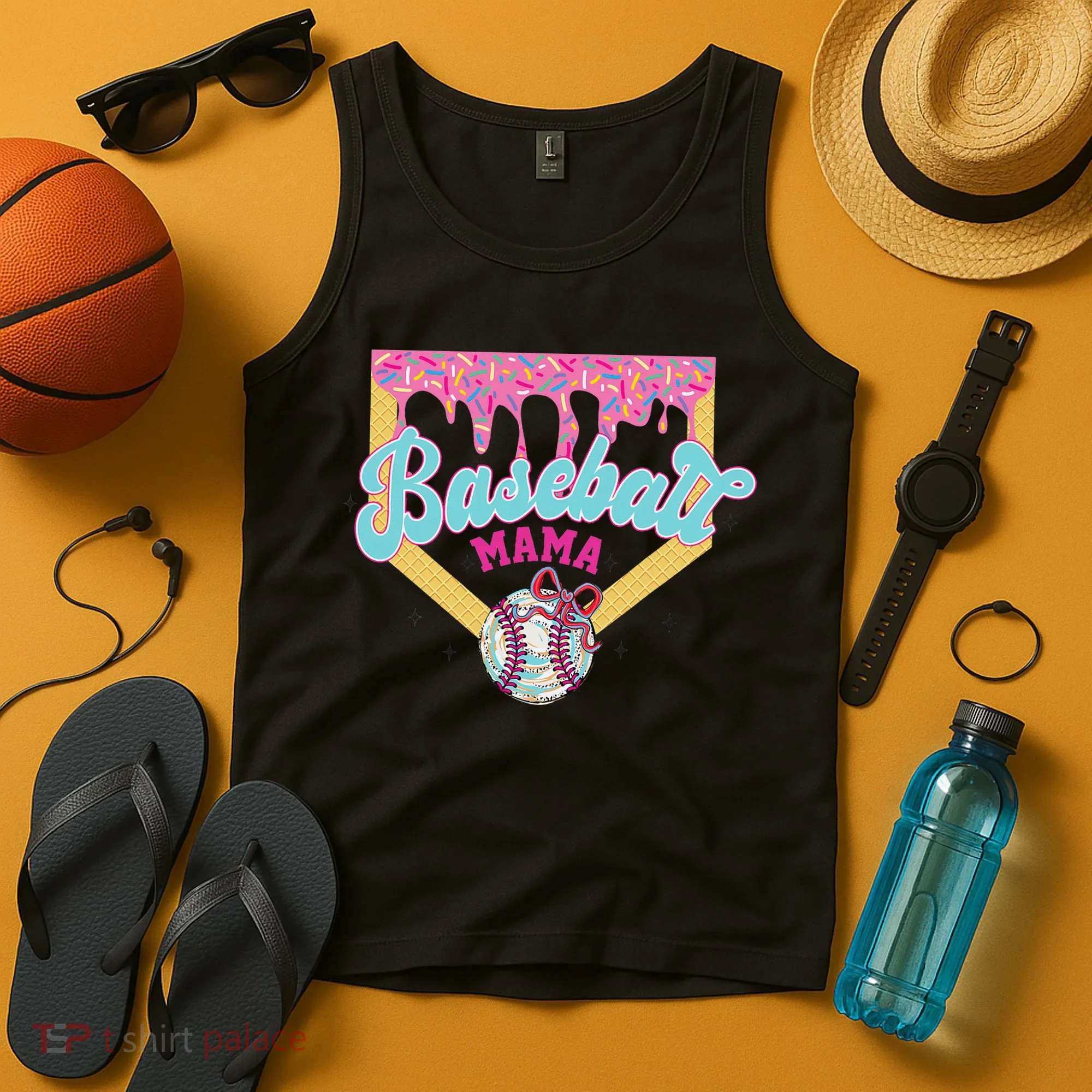Baseball Drip Mama Ice Cream Drip Baseball Mom Tank Top
