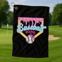 Baseball Drip Mama Ice Cream Drip Baseball Mom Golf Towel thumb 1