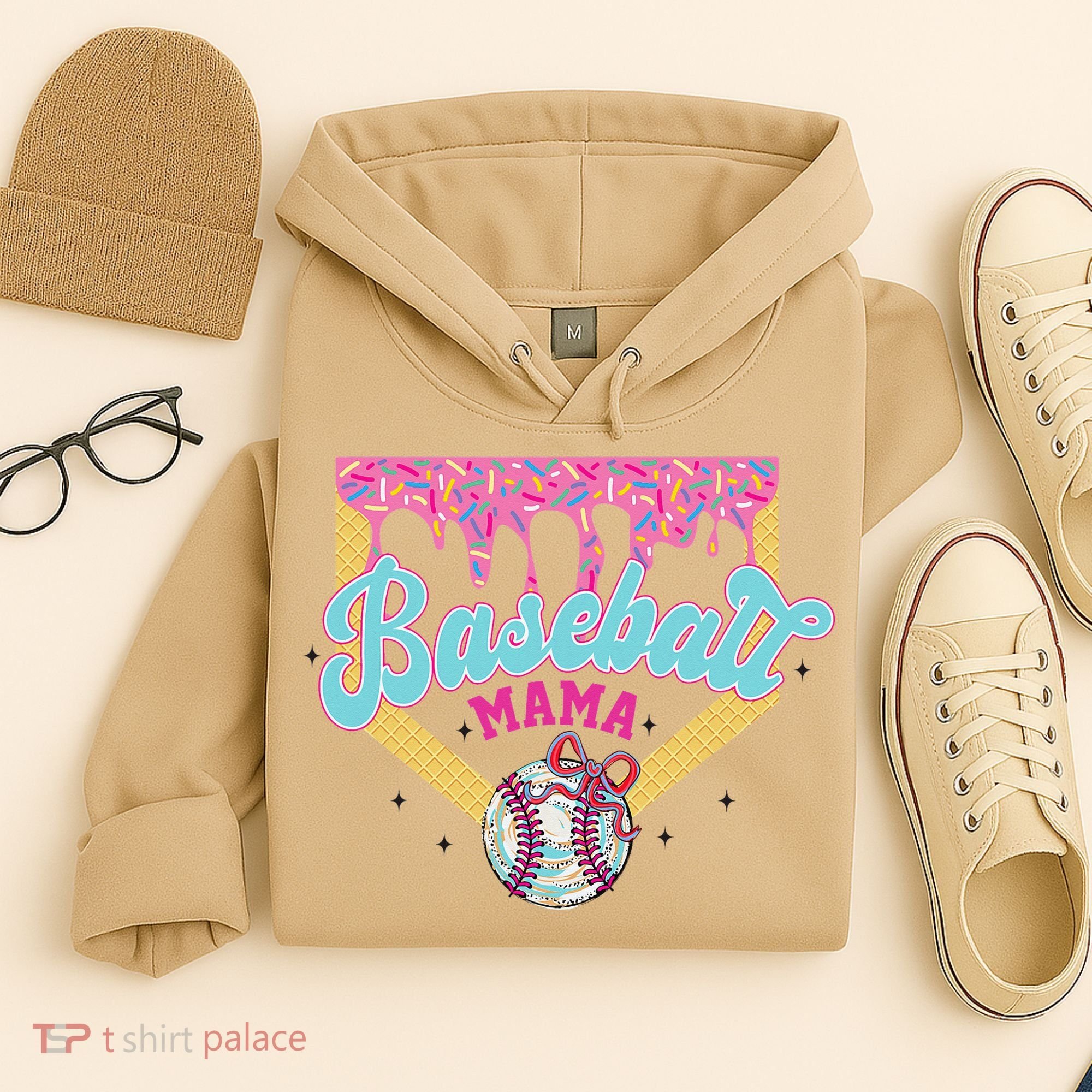 Baseball Drip Mama Ice Cream Drip Baseball Mom Hoodie