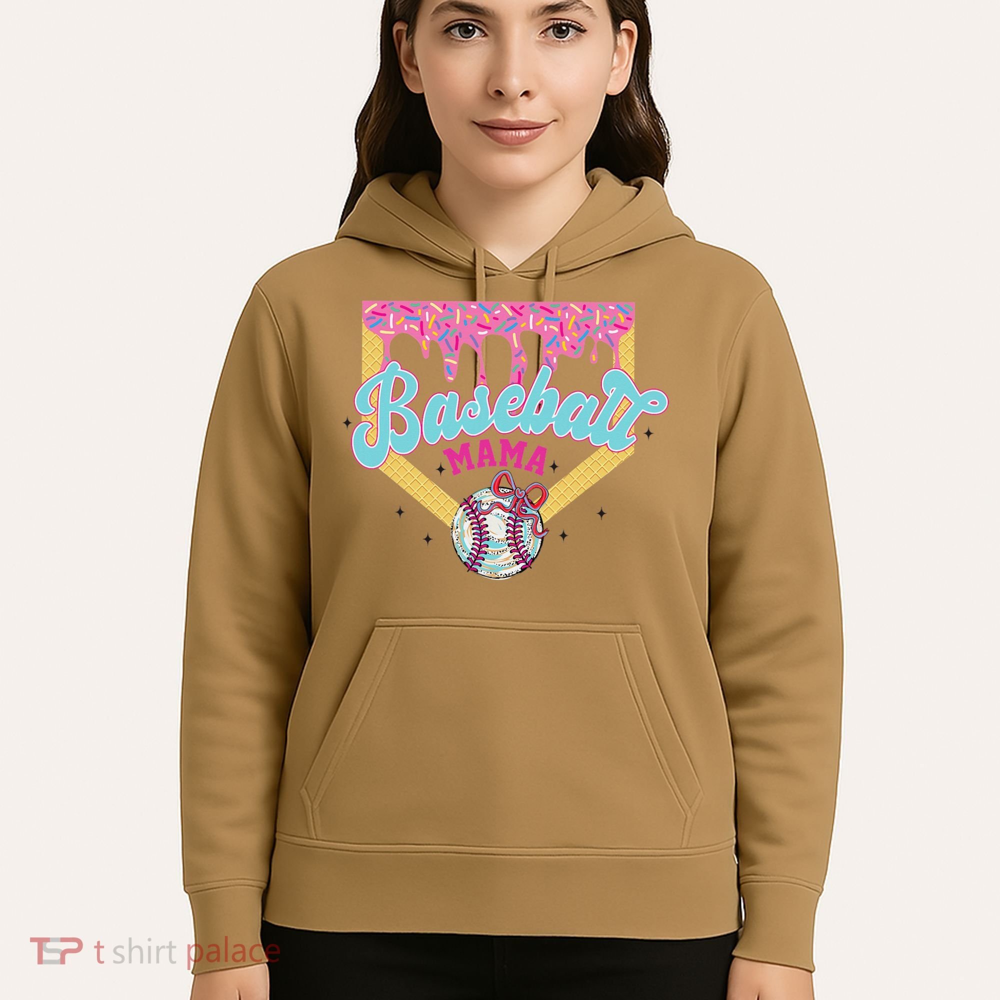 Baseball Drip Mama Ice Cream Drip Baseball Mom Hoodie