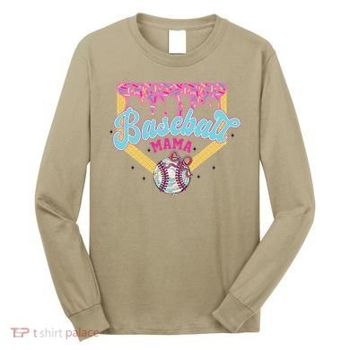 Baseball Drip Mama Ice Cream Drip Baseball Mom Long Sleeve Shirt
