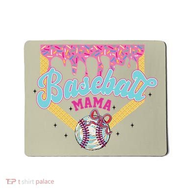 Baseball Drip Mama Ice Cream Drip Baseball Mom Mousepad