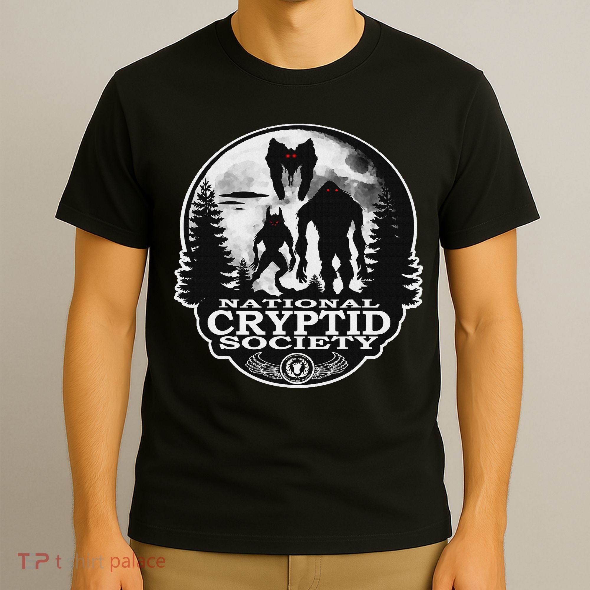 Bigfoot Dogman Mothman Ufo; National Cryptid Society  T-Shirt