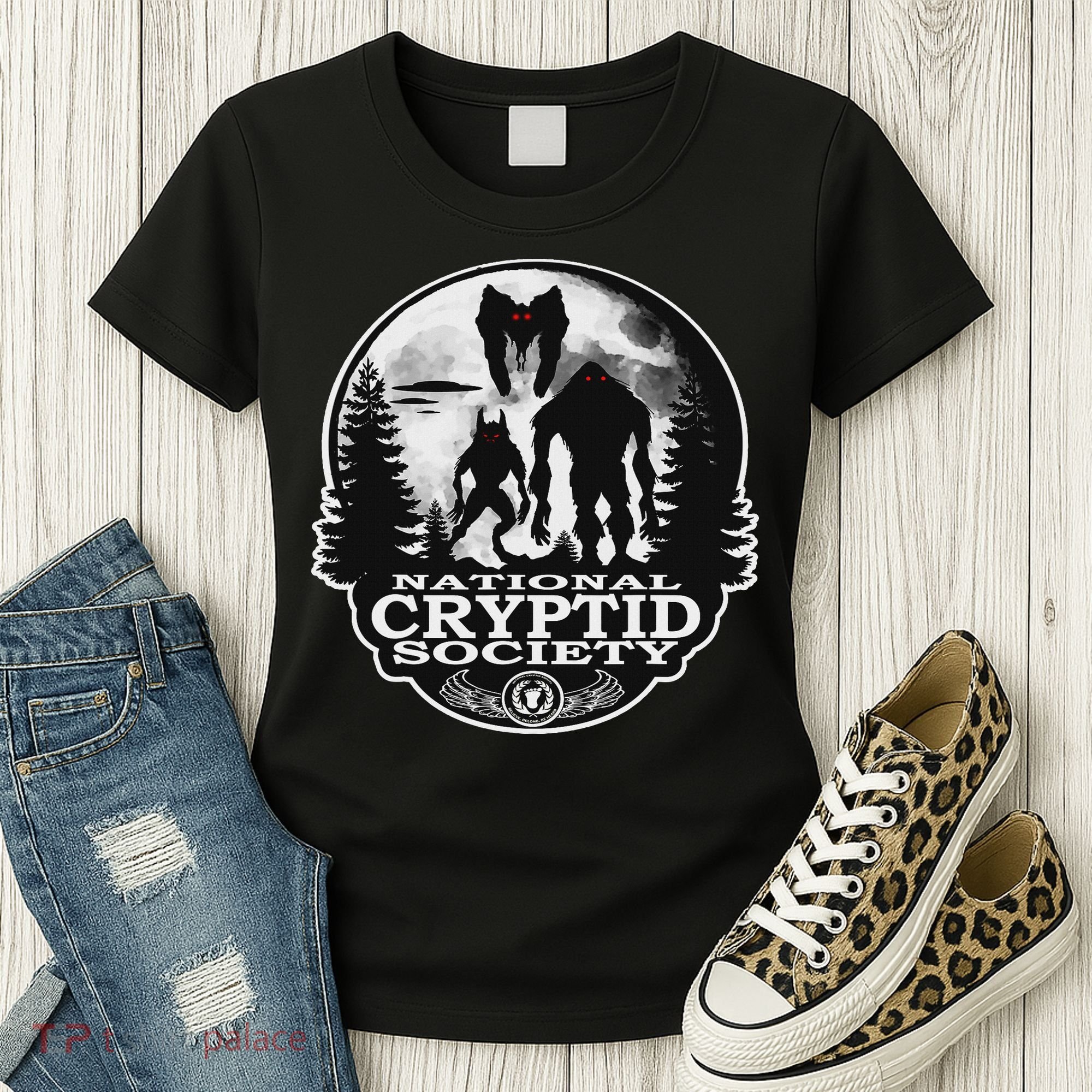 Bigfoot Dogman Mothman Ufo; National Cryptid Society  Women's T-Shirt