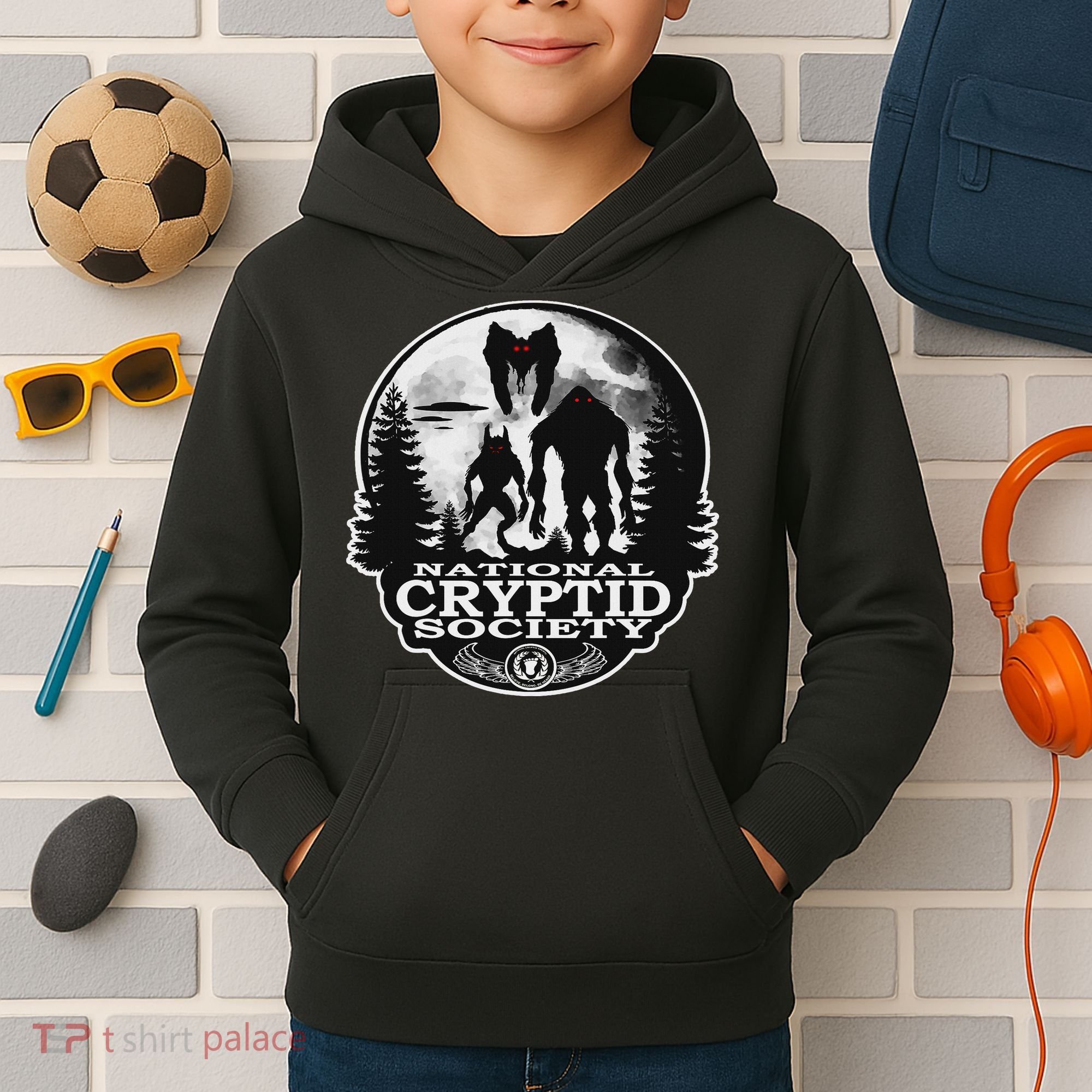 Bigfoot Dogman Mothman Ufo; National Cryptid Society  Kids Hoodie