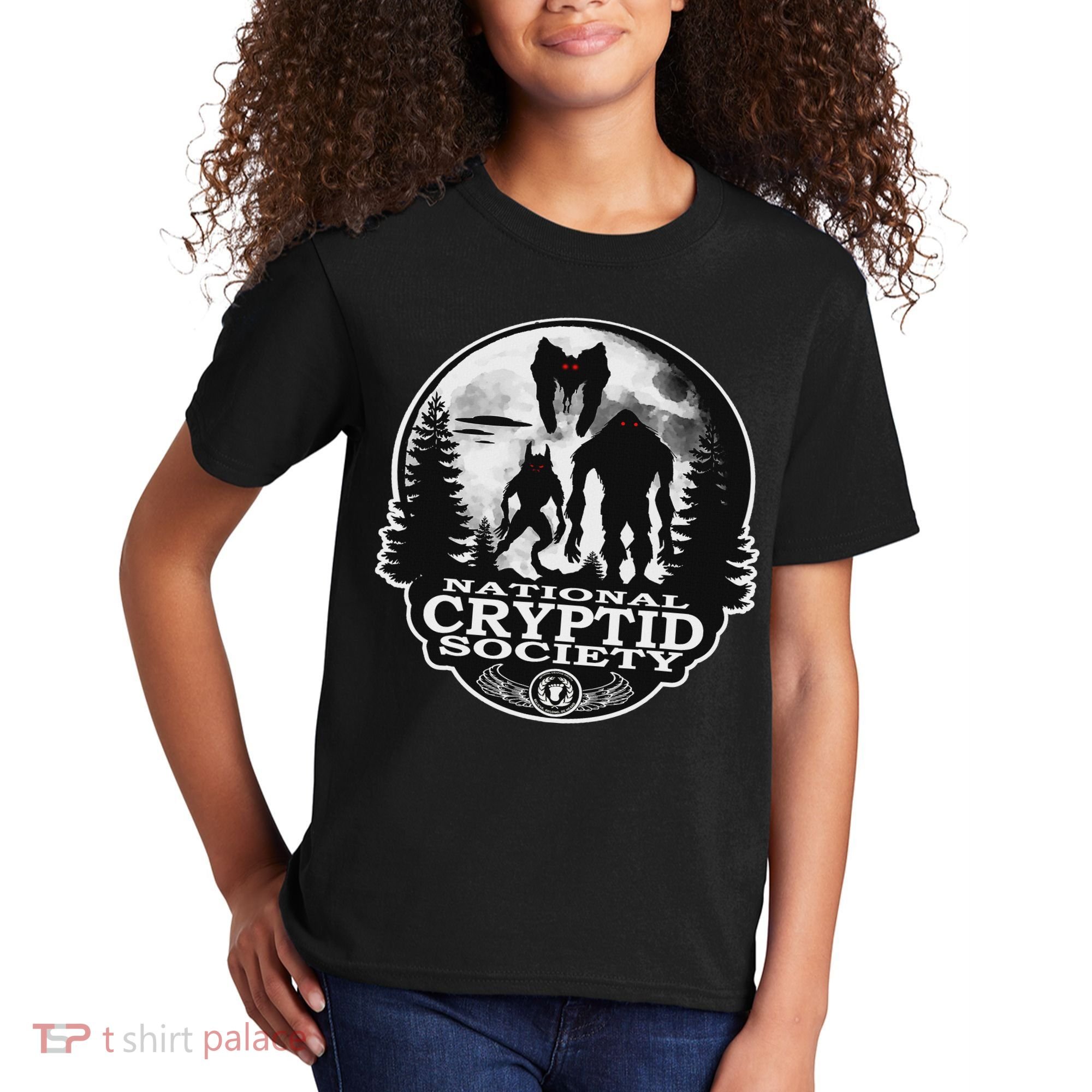 Bigfoot Dogman Mothman Ufo; National Cryptid Society  Kids T-Shirt