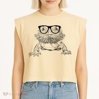 Bearded Dragon Nerdy Glasses Animal Garment-Dyed Women's Muscle Tee thumb 2