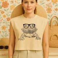 Bearded Dragon Nerdy Glasses Animal Garment-Dyed Women's Muscle Tee thumb 4