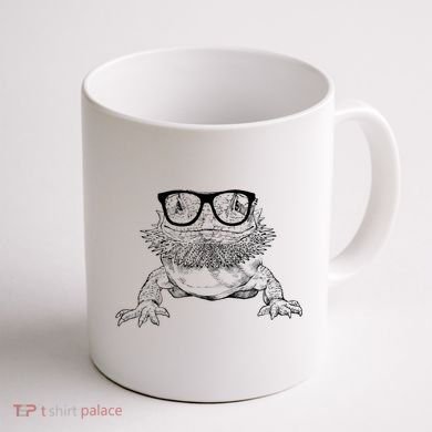 Bearded Dragon Nerdy Glasses Animal Coffee Mug back