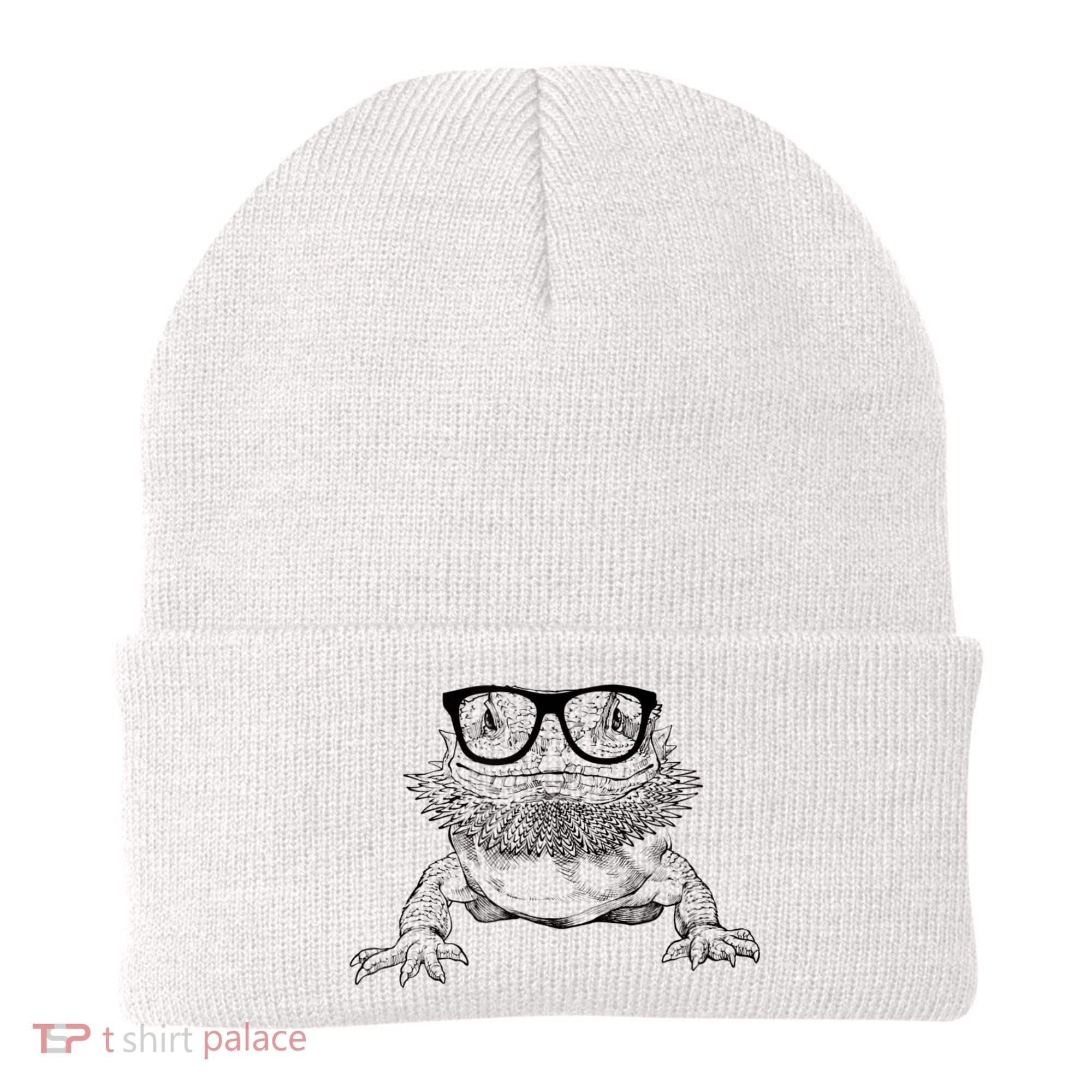 Bearded Dragon Nerdy Glasses Animal Beanie