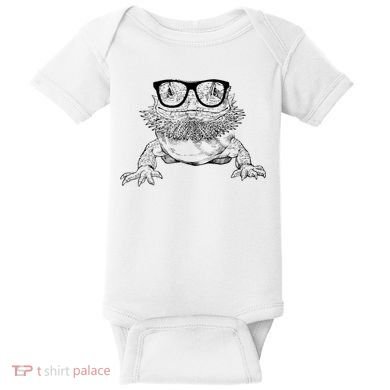 Bearded Dragon Nerdy Glasses Animal Baby Bodysuit
