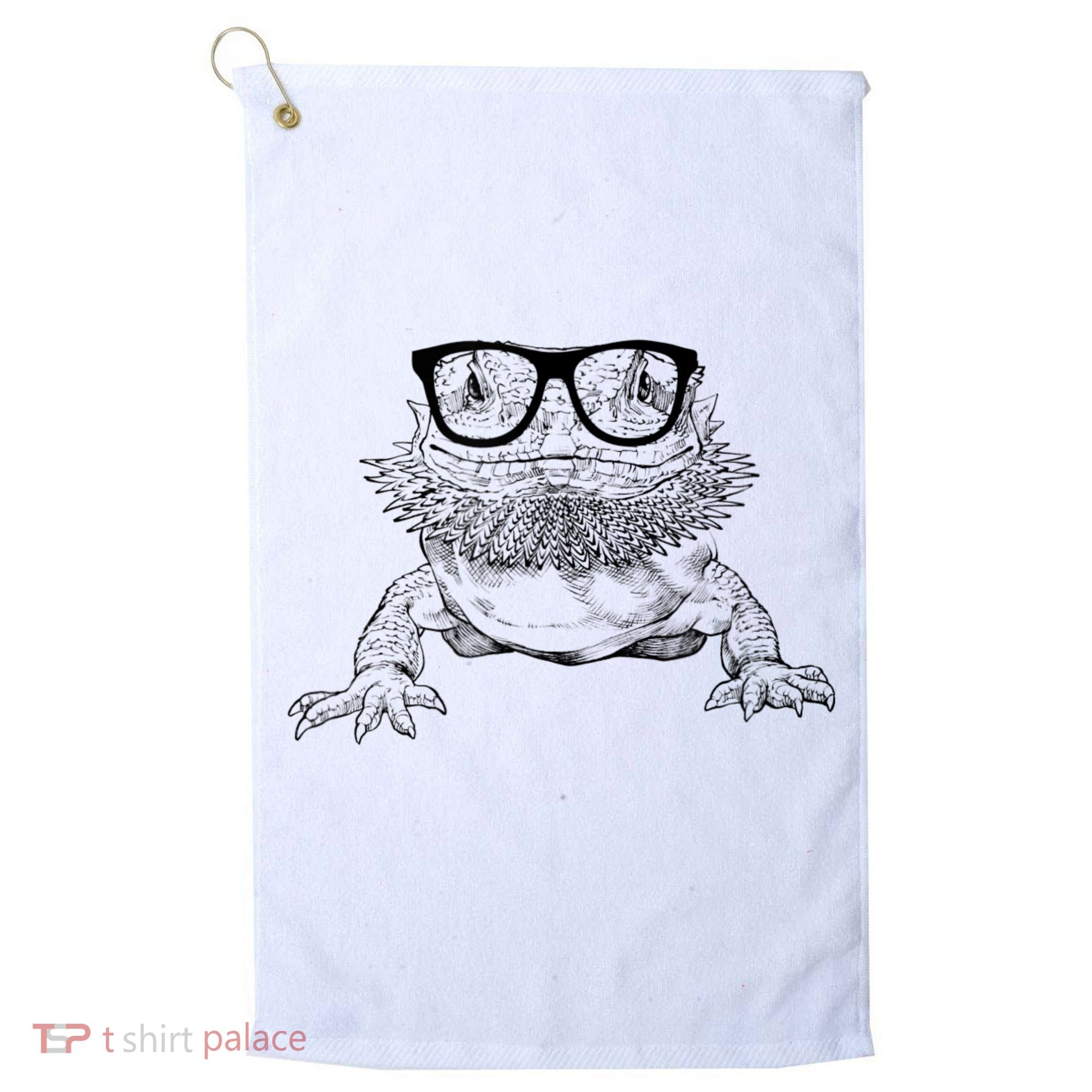 Bearded Dragon Nerdy Glasses Animal Golf Towel