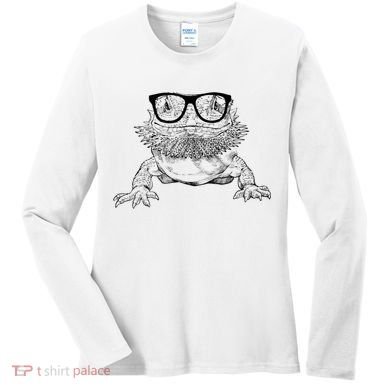 Bearded Dragon Nerdy Glasses Animal Women's Long Sleeve Shirt