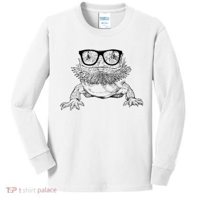 Bearded Dragon Nerdy Glasses Animal Kids Long Sleeve Shirt