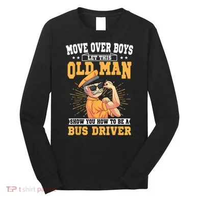 Bus Driver Old Operator Uniform Driving Shuttle Transit Long Sleeve Shirt