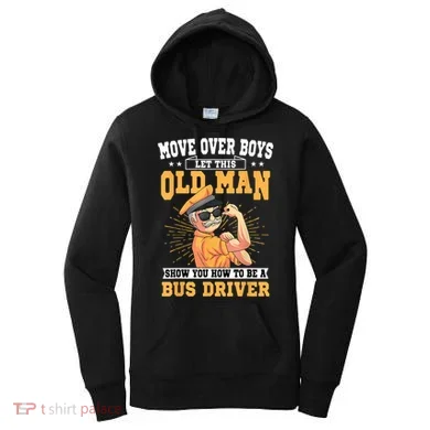 Bus Driver Old Operator Uniform Driving Shuttle Transit Women's Hoodie