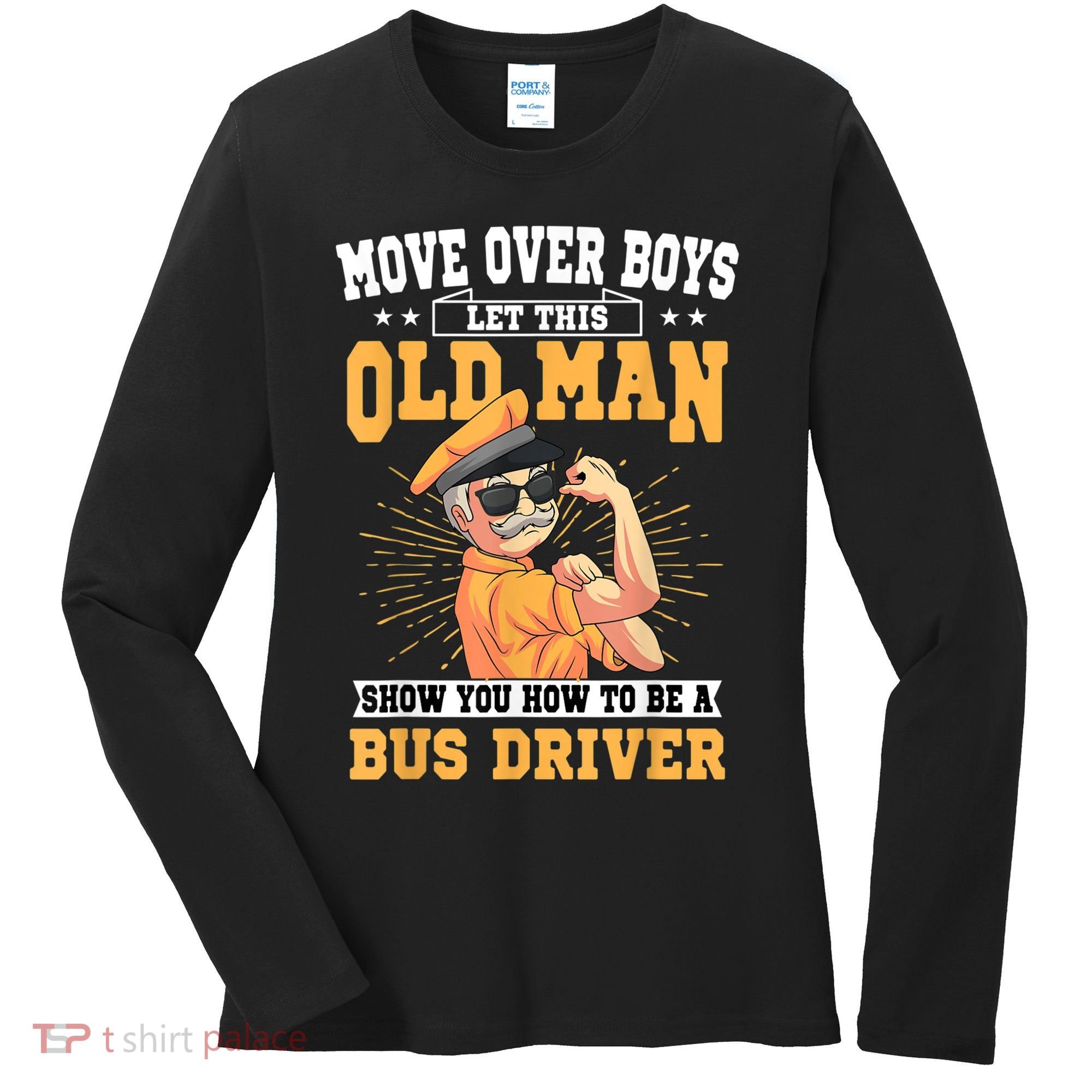 Bus Driver Old Operator Uniform Driving Shuttle Transit Women's Long Sleeve Shirt