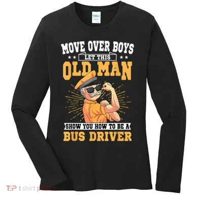 Bus Driver Old Operator Uniform Driving Shuttle Transit Women's Long Sleeve Shirt