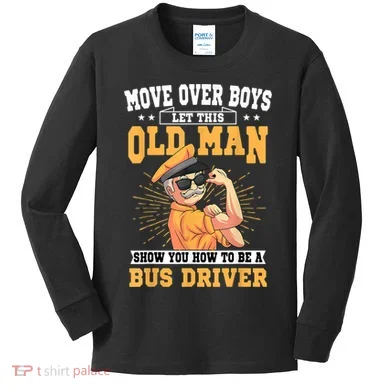 Bus Driver Old Operator Uniform Driving Shuttle Transit Kids Long Sleeve Shirt