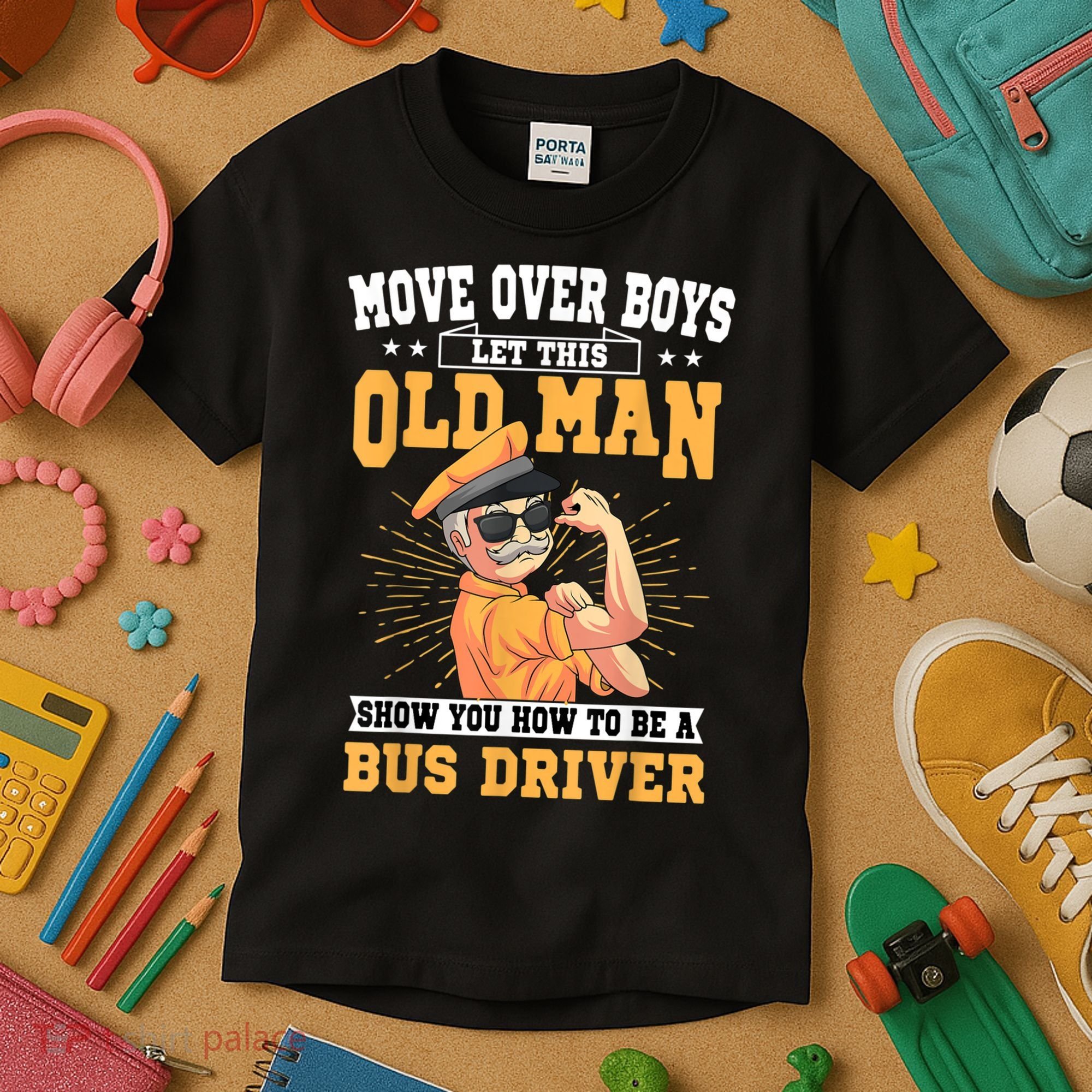 Bus Driver Old Operator Uniform Driving Shuttle Transit Kids T-Shirt