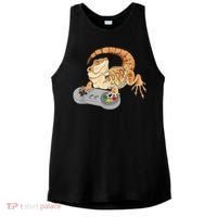 Bearded Dragon Playing Video Game Reptiles Pagona Gamer Ladies PosiCharge Tri-Blend Wicking Tank thumb 0