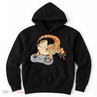 Bearded Dragon Playing Video Game Reptiles Pagona Gamer Hoodie thumb 0