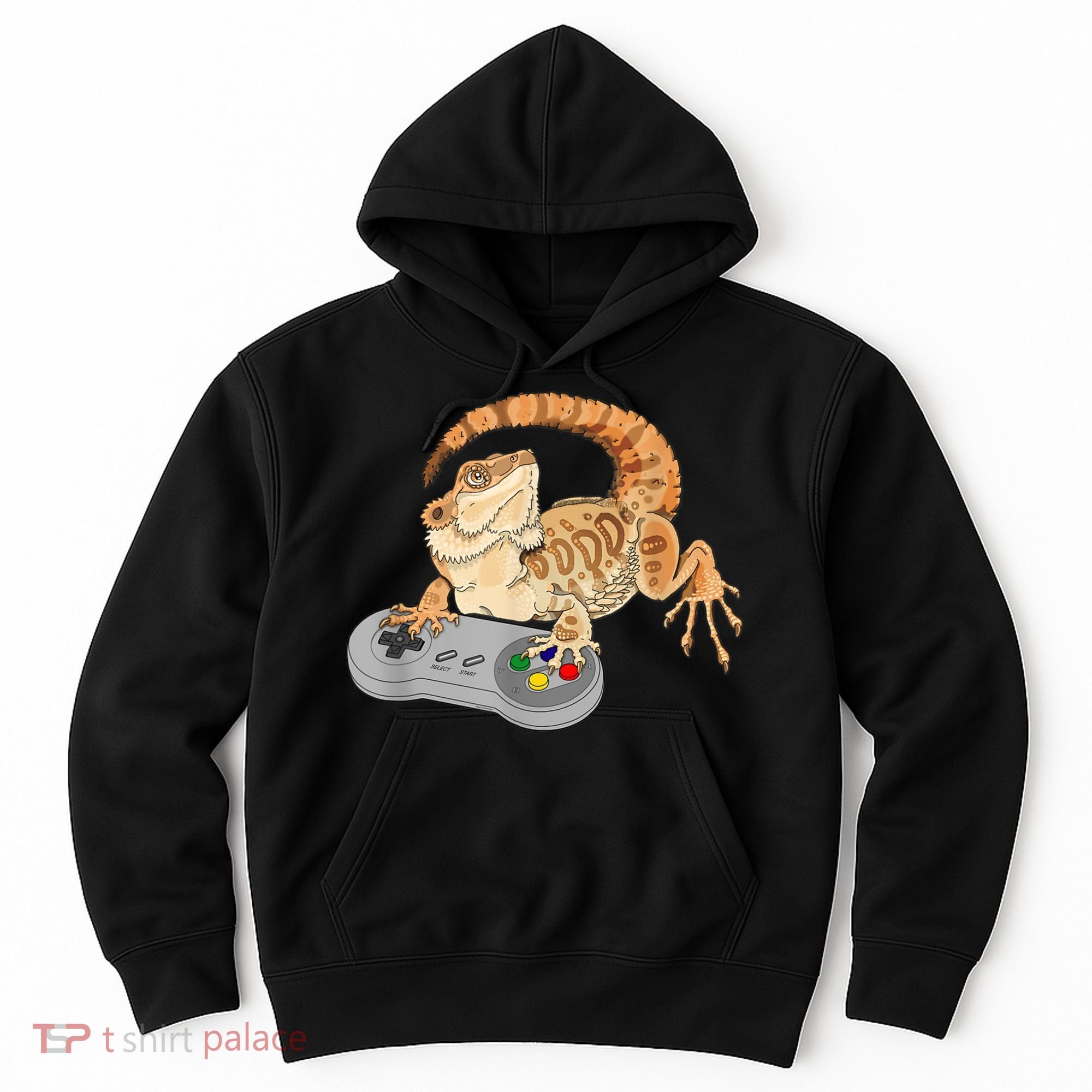 Bearded Dragon Playing Video Game Reptiles Pagona Gamer Hoodie