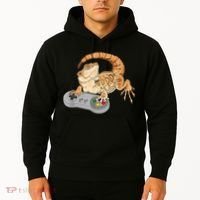 Bearded Dragon Playing Video Game Reptiles Pagona Gamer Hoodie thumb 2