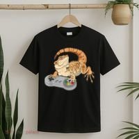 Bearded Dragon Playing Video Game Reptiles Pagona Gamer T-Shirt thumb 2