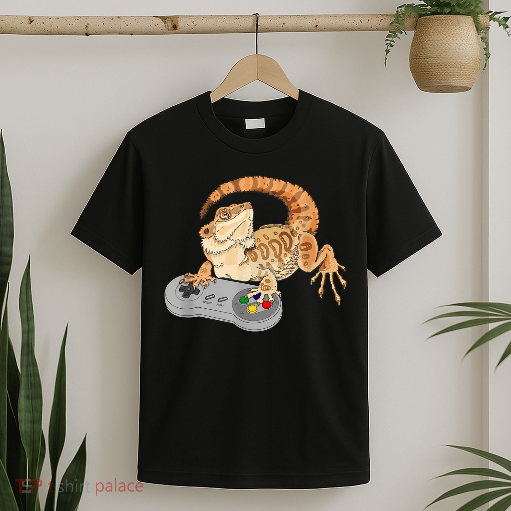 Bearded Dragon Playing Video Game Reptiles Pagona Gamer T-Shirt