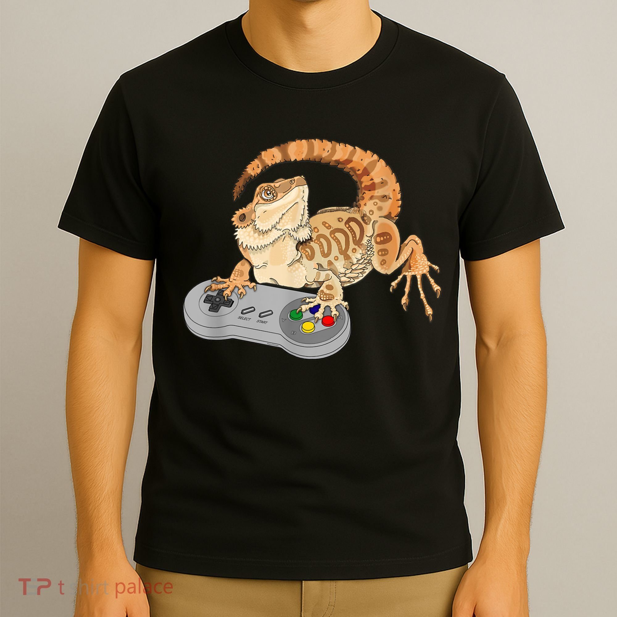 Bearded Dragon Playing Video Game Reptiles Pagona Gamer T-Shirt