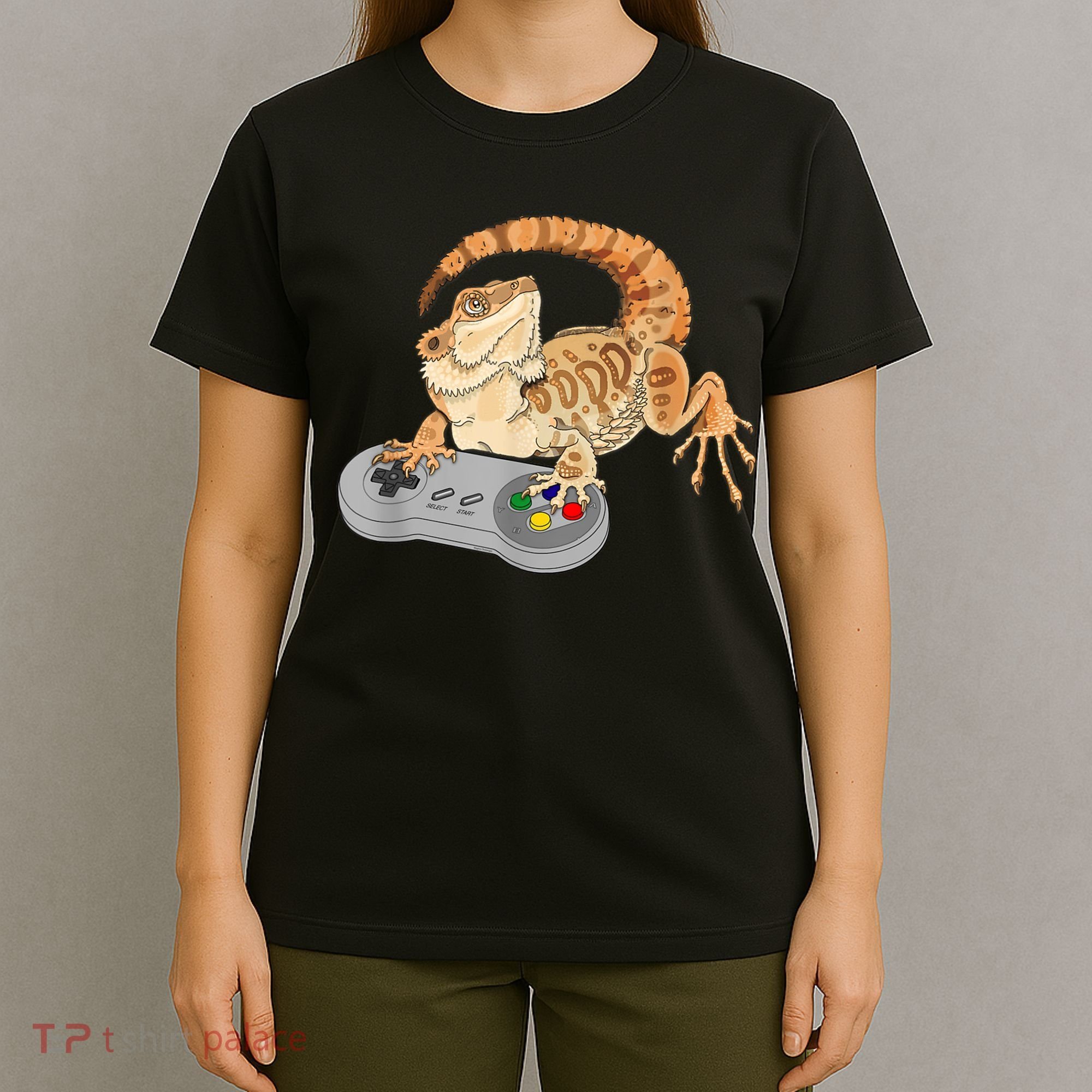 Bearded Dragon Playing Video Game Reptiles Pagona Gamer T-Shirt