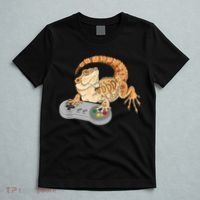 Bearded Dragon Playing Video Game Reptiles Pagona Gamer T-Shirt thumb 5