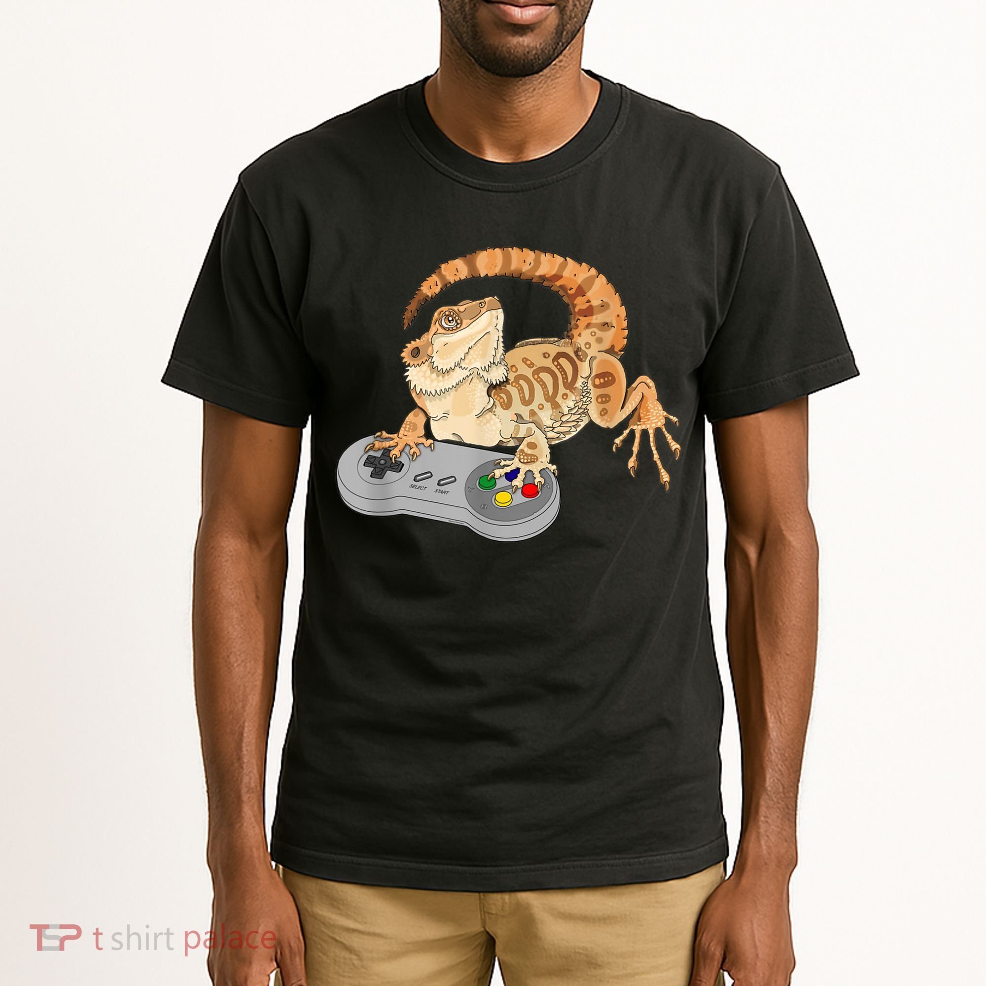 Bearded Dragon Playing Video Game Reptiles Pagona Gamer Tall T-Shirt