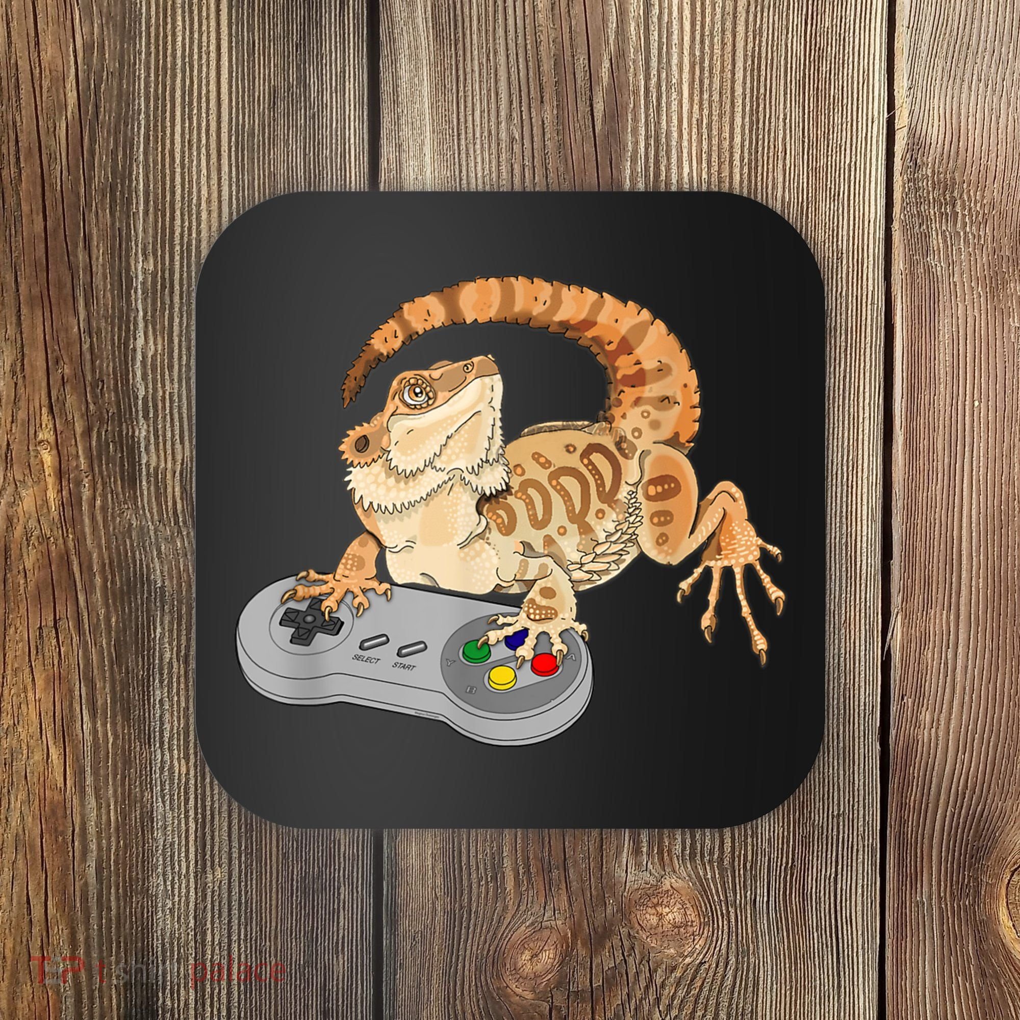 Bearded Dragon Playing Video Game Reptiles Pagona Gamer Coaster