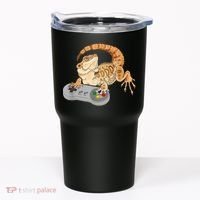 Bearded Dragon Playing Video Game Reptiles Pagona Gamer Tumbler thumb 0