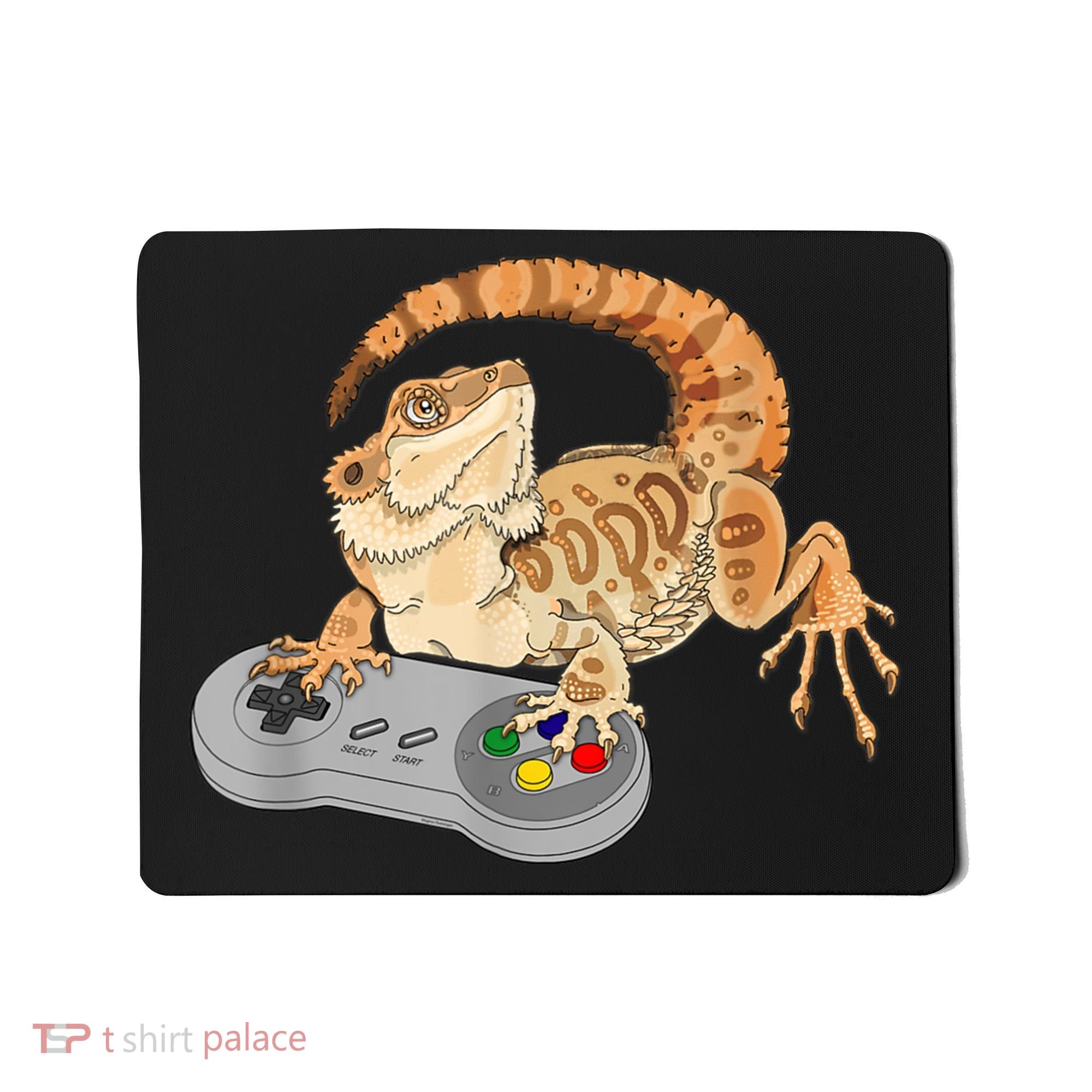 Bearded Dragon Playing Video Game Reptiles Pagona Gamer Mousepad