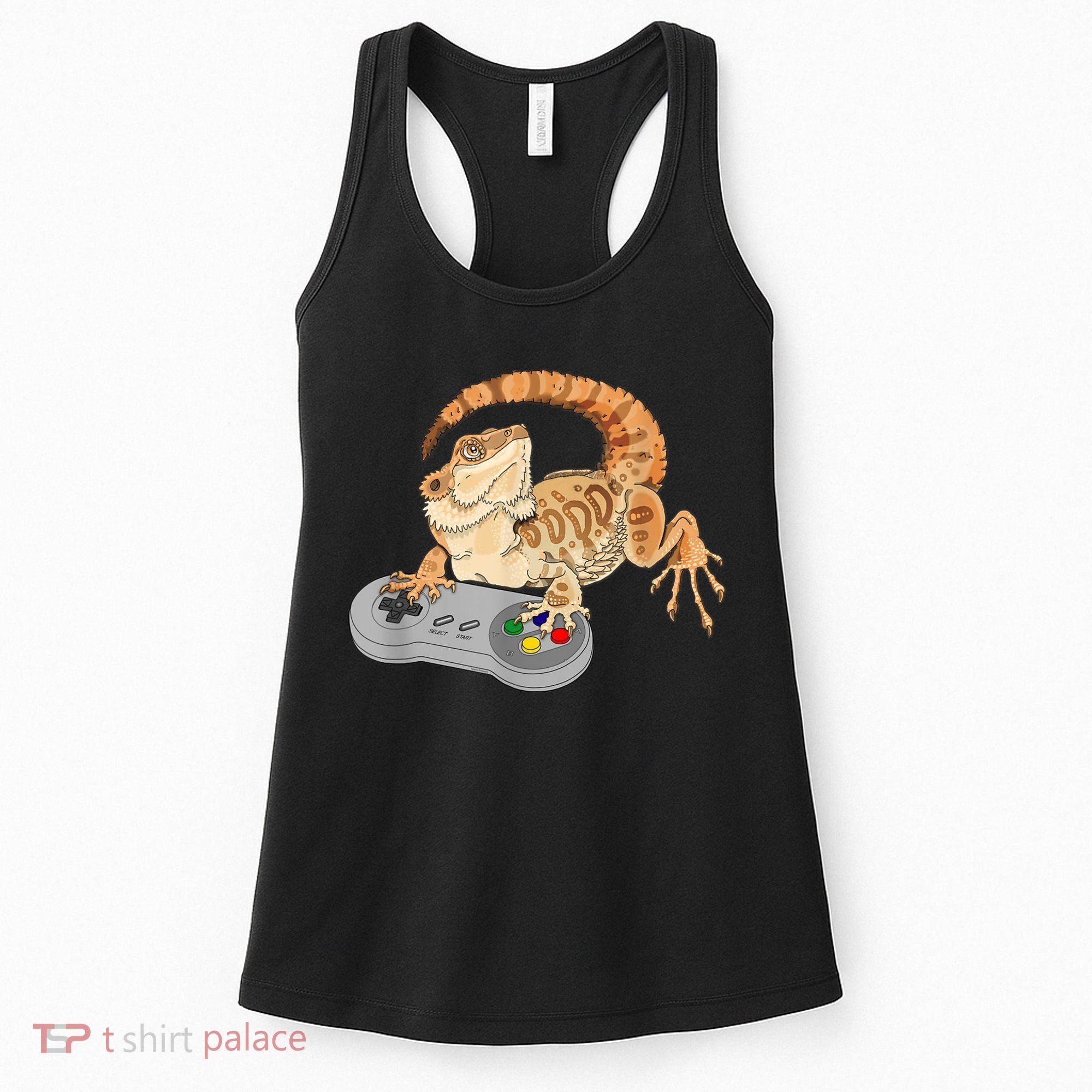 Bearded Dragon Playing Video Game Reptiles Pagona Gamer Women's Tank Top