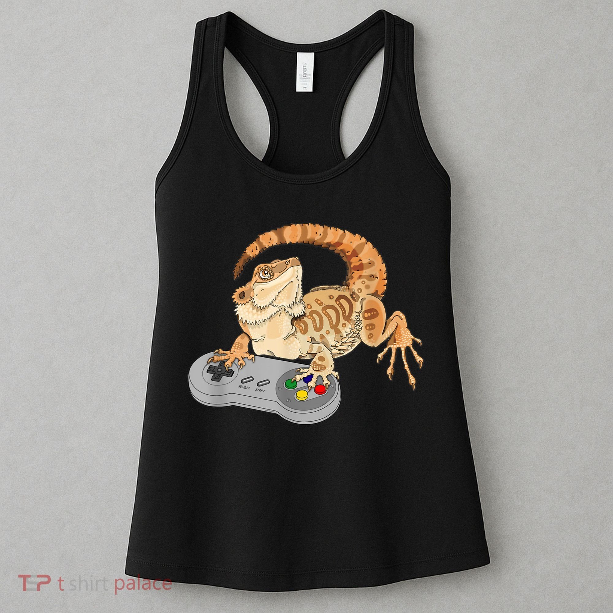 Bearded Dragon Playing Video Game Reptiles Pagona Gamer Women's Tank Top