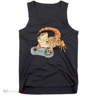 Bearded Dragon Playing Video Game Reptiles Pagona Gamer Tank Top