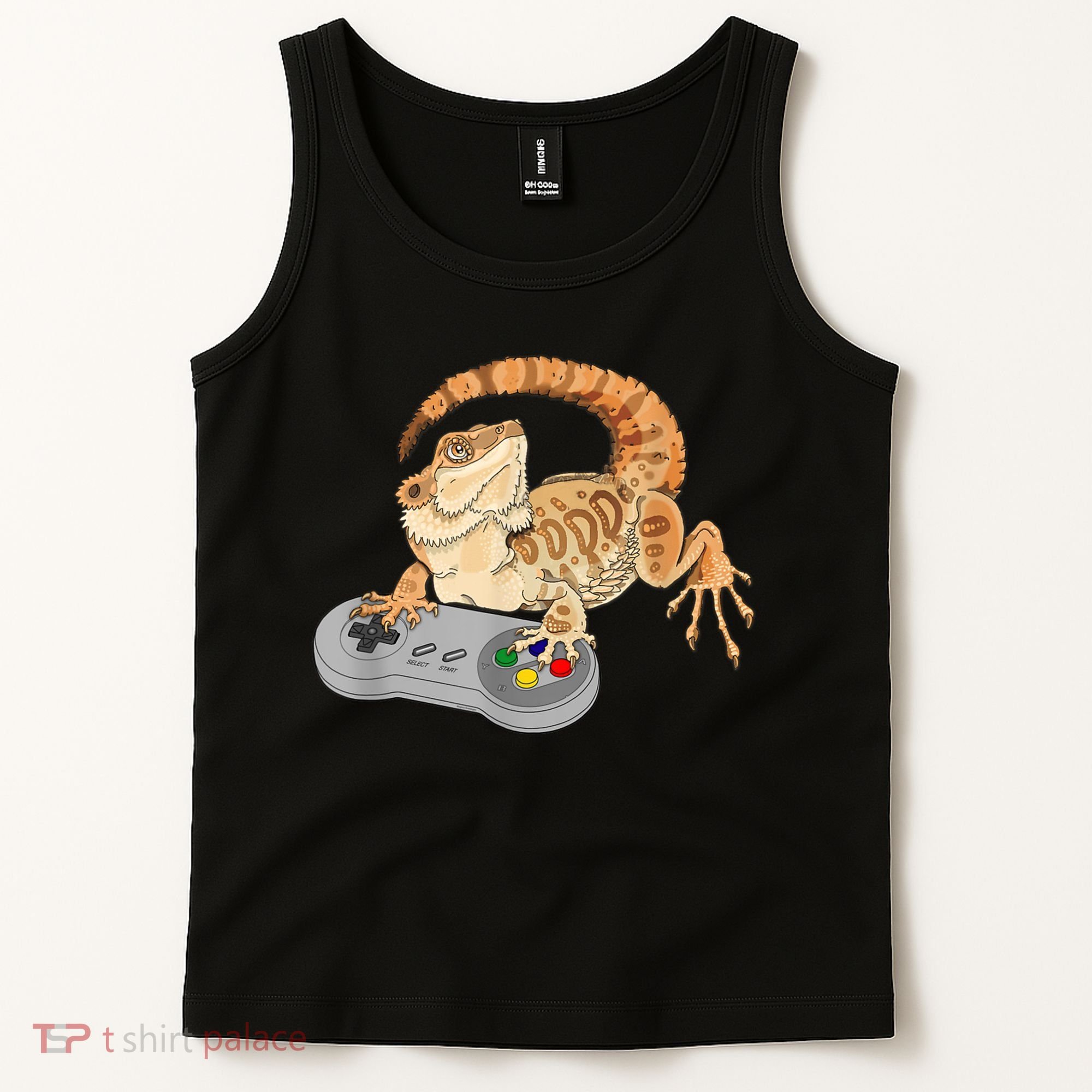 Bearded Dragon Playing Video Game Reptiles Pagona Gamer Tank Top