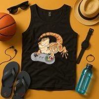 Bearded Dragon Playing Video Game Reptiles Pagona Gamer Tank Top thumb 4