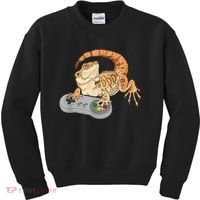 Bearded Dragon Playing Video Game Reptiles Pagona Gamer Kids Sweatshirt thumb 0