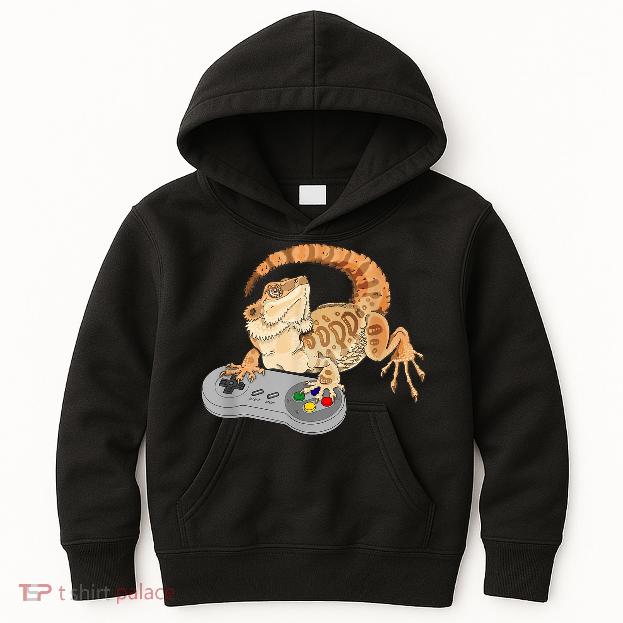 Bearded Dragon Playing Video Game Reptiles Pagona Gamer Kids Hoodie