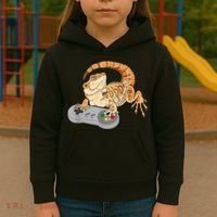 Bearded Dragon Playing Video Game Reptiles Pagona Gamer Kids Hoodie thumb 3