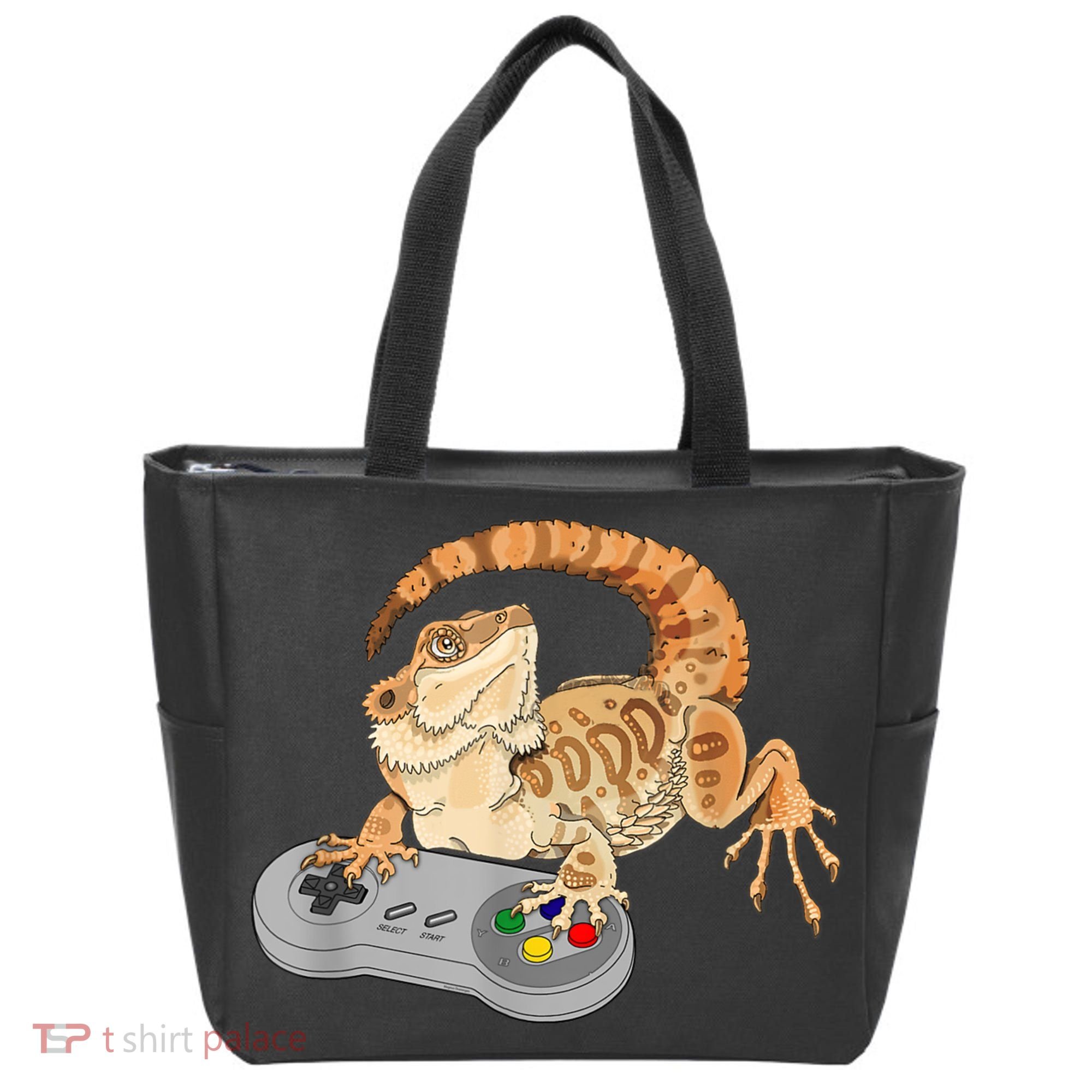 Bearded Dragon Playing Video Game Reptiles Pagona Gamer Tote Bag